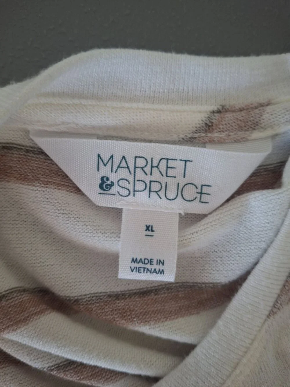 Market & Spruce Stripe Knit Top XL Beige Coastal Quiet Luxury Soft Casual Tee_3
